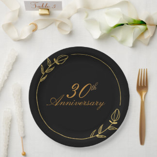 Personalizes Anniversary with Golden Frame Paper Plates