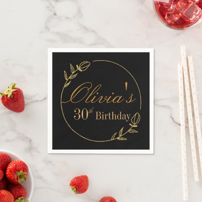 Personalizes Birthday with Golden Frame Napkins (Insitu)
