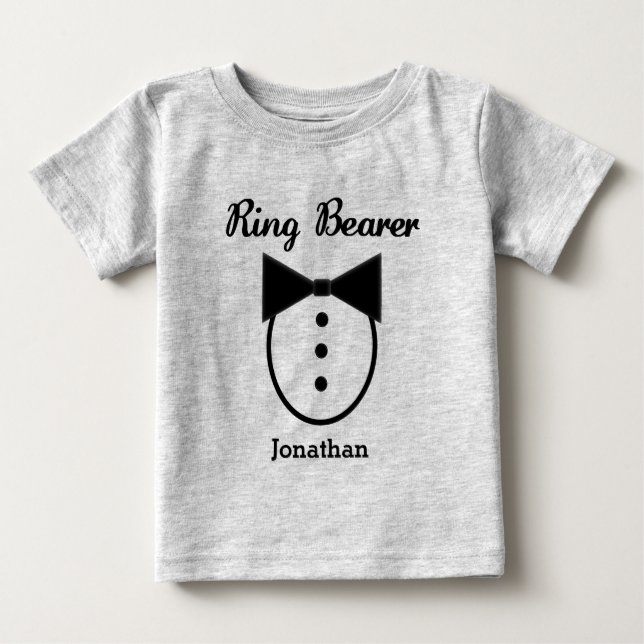 Personallized Tux Ring Bearer Baby T-Shirt (Front)