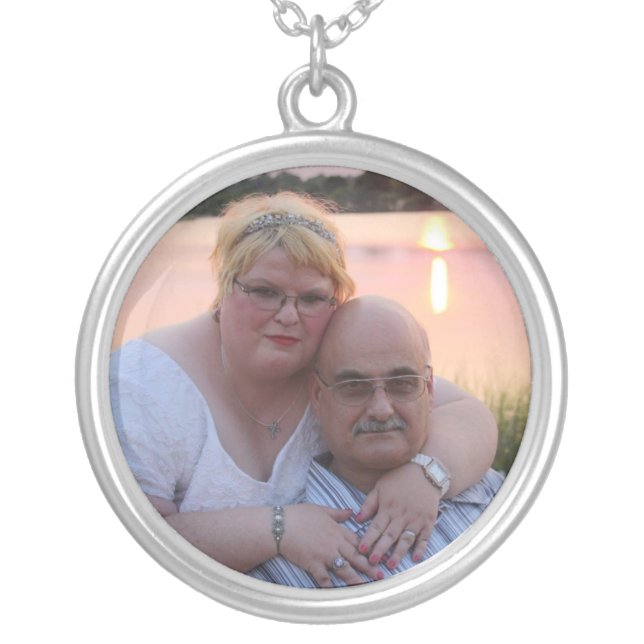 Personally circle silver necklace for her (Front)