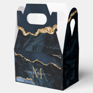 Personalozed Blue Gold Favor Boxes Add Name Letter