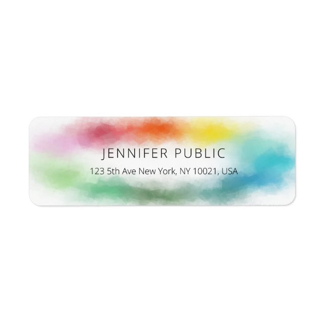 Personalozed Modern Colorful Abstract Elegant Label (Front)