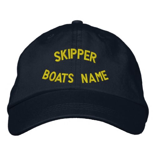 Personalzed Skipper with your boats name Embroidered Baseball Cap