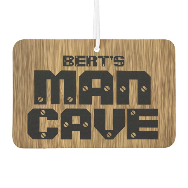 Personalzied Man Cave Wood Grain Air Freshener (Front)