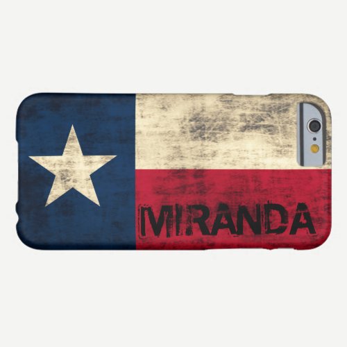 Personalzied Vintage Grunge Flag of Texas Barely There iPhone 6 Case