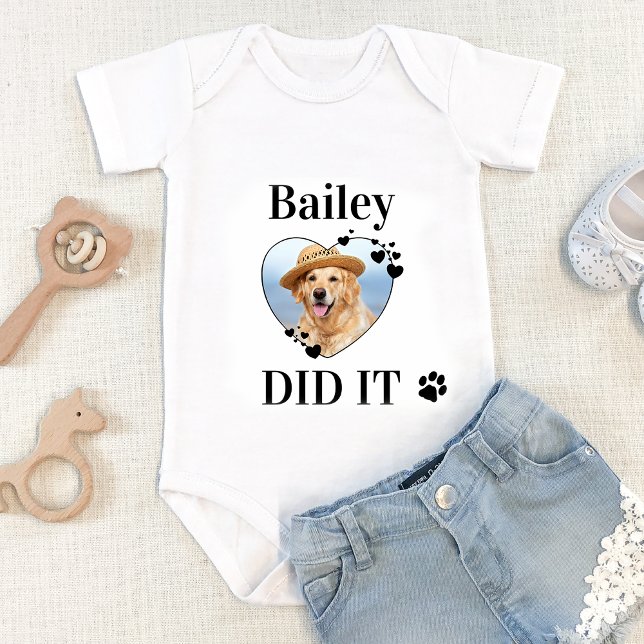 Personazlied The Dog Did It Funny Pet Photo  Baby Bodysuit (Creator Uploaded)