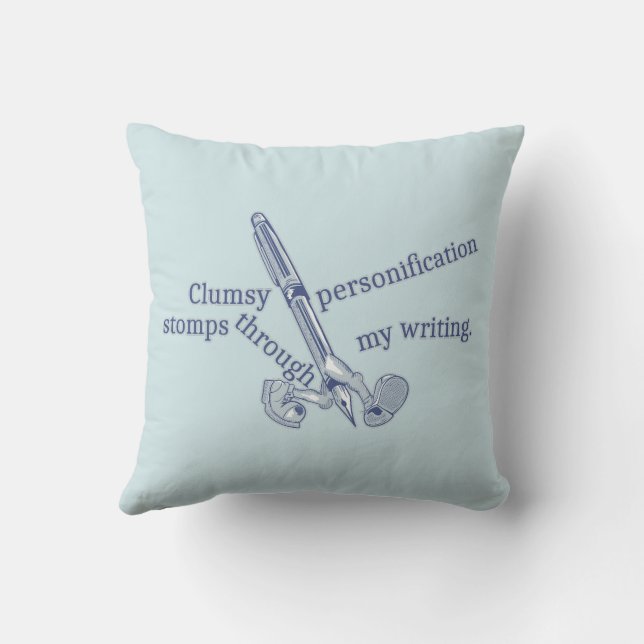 Personification Funny Creative Writing Throw Pillow (Back)