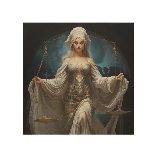 Personification Of Blind Justice Wood Wall Art