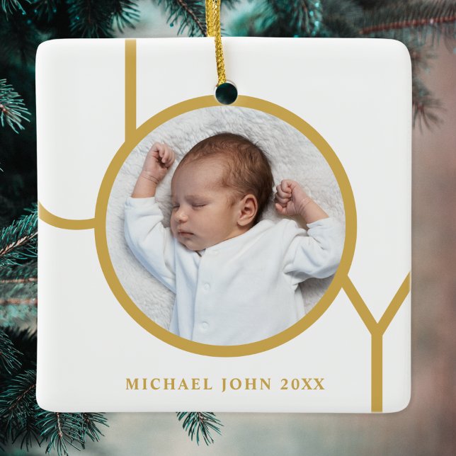 Personilized Baby Photo Christmas Holiday Ceramic Ornament (Creator Uploaded)