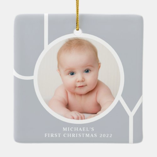 Personilized Photo Babys First Christmas Ceramic Ornament