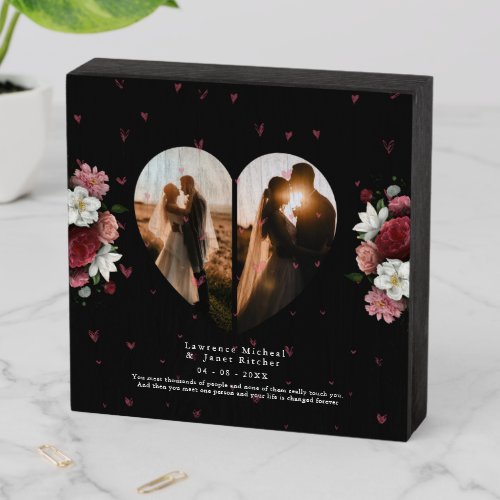 Personized Floral couples valentines Day Gift  Wooden Box Sign