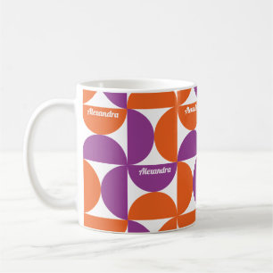 Personized Orange and Purple Mid Century Modern Coffee Mug