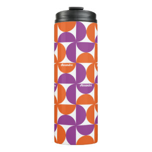 Personized Orange and Purple Mid Century Modern Thermal Tumbler