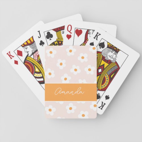 Personized pink daisy flowers  colors memory poker cards