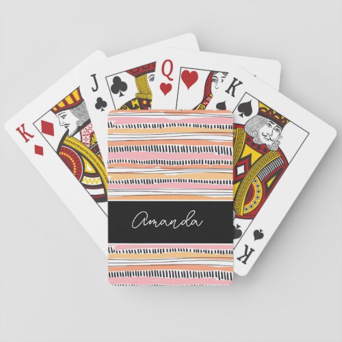 Personized pink orange  colors memory poker cards