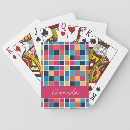 Personized plaid checkered patterns memory poker cards