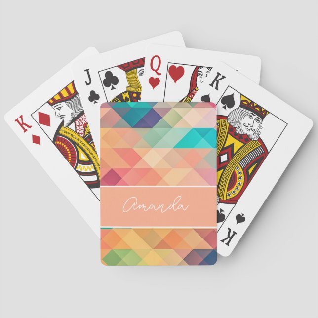 Personized rainbow colors memory poker cards (Back)