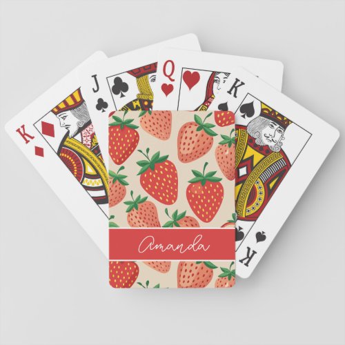 Personized strawberry patterns memory poker cards