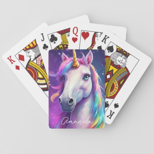 Personized unicorn memory poker cards