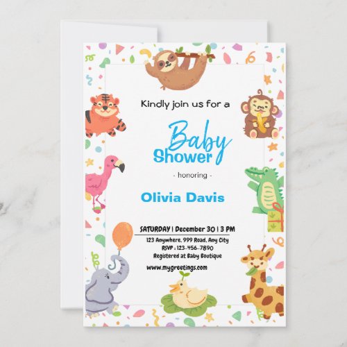 Personlaized Safari Baby Shower Invitation