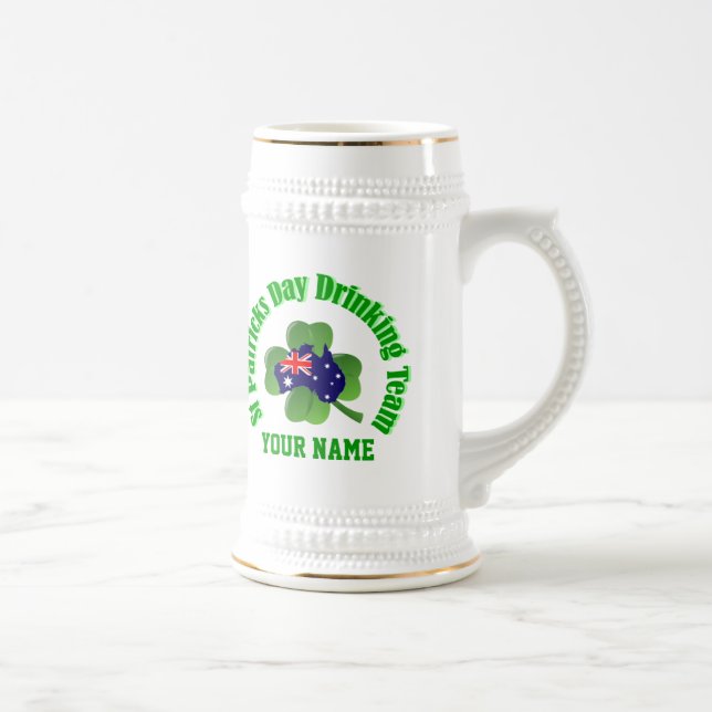Personlalized  Irish Australian St Patrick's day Beer Stein (Right)