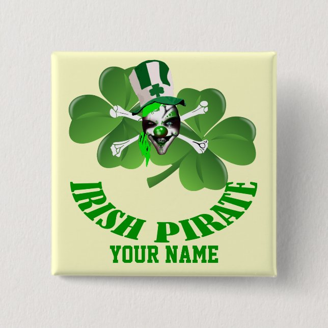 Personlalized  Irish pirate St Patrick's day Button (Front)
