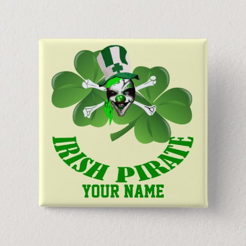 Personlalized  Irish pirate St Patricks day Button