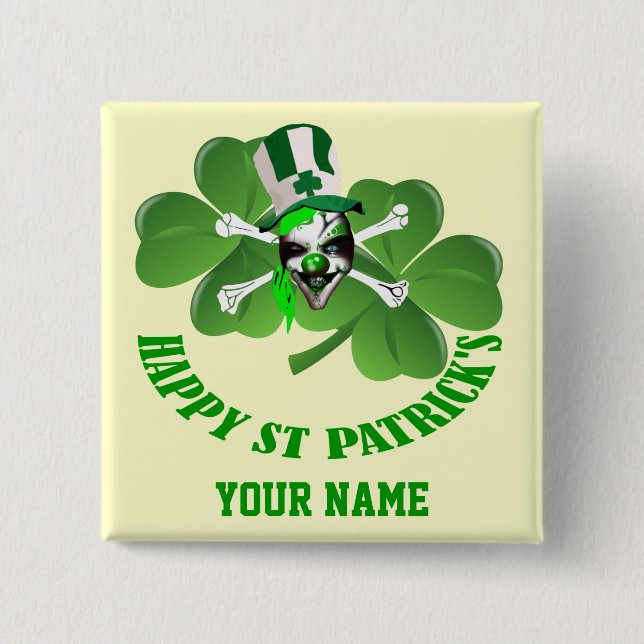 Personlalized  Irish pirate St Patrick's day Button (Front)