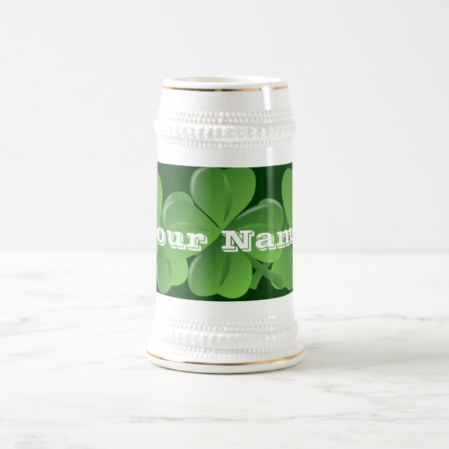 Personlalized  Irish shamrocks Beer Stein (Center)
