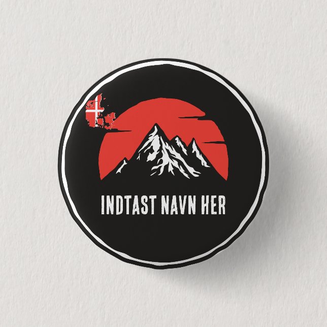 Personligt bynavn Danmark rundt design Button (Front)