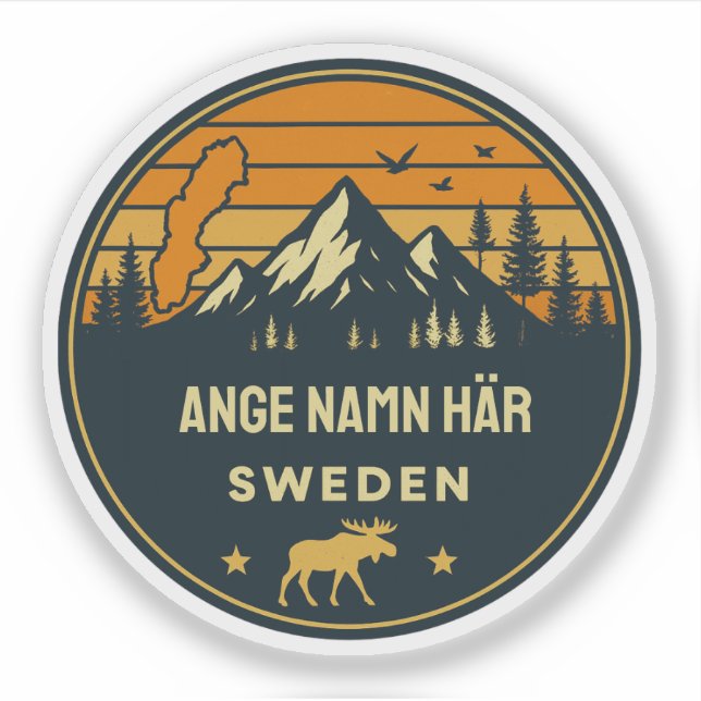 Personligt ortnamn Sverige runt design Sticker (Front)