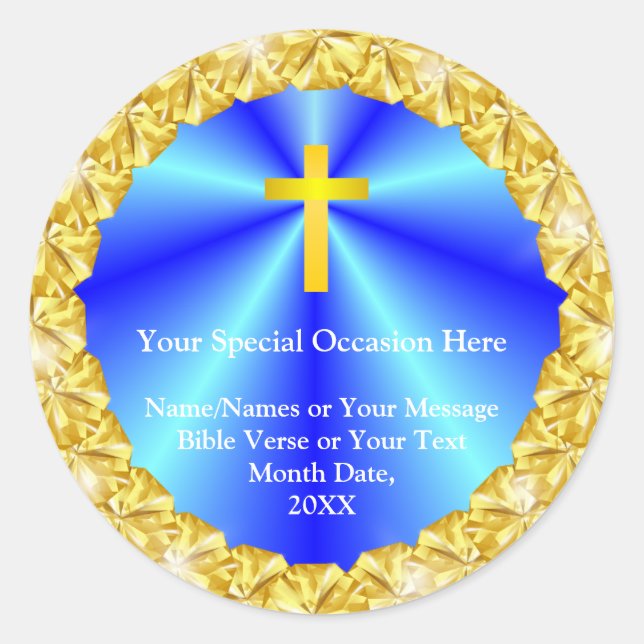 Personlised Christian Party favours Sticker (Front)