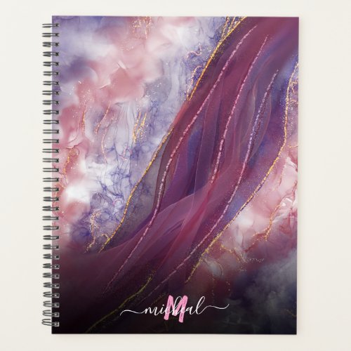 personlized Add your name Purple rose gold Marble Planner