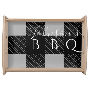 Personlized Buffalo Check Family BBQ Serving Tray