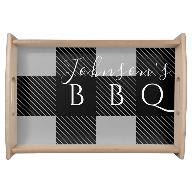 Personlized Buffalo Check Family BBQ Serving Tray (Front)