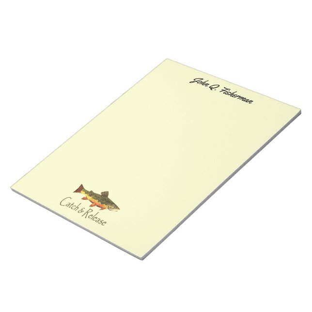 Personlized Catch and Release Fly Fishing Angler's Notepad (Angled)