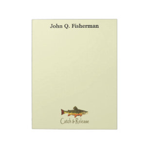 Personlized Catch & Release Brook Trout Fly Fish Notepad