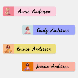 Personlized Cute Princess print Waterproof Kids' Labels
