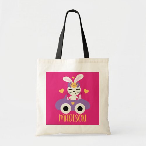 Personlized Easter Bunny Easter Truck Name Tote Bag