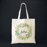 Personlized Floral Wreath Bridesmaid Tote Bag<br><div class="desc">Check out over 100 popular styles of wedding tote bags from the "Wedding Tote Bags" collection of my shop!</div>