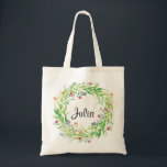 Personlized Floral Wreath Bridesmaid Tote Bag<br><div class="desc">Check out over 100 popular styles of wedding tote bags from the "Wedding Tote Bags" collection of my shop!</div>