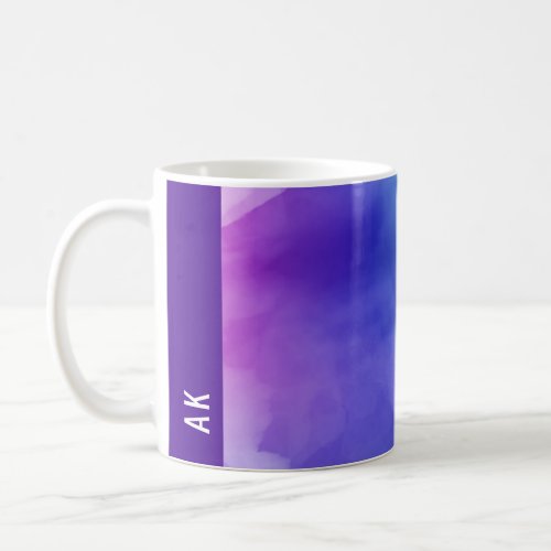 Personlized Initials Bright Watercolor Art Purple Coffee Mug
