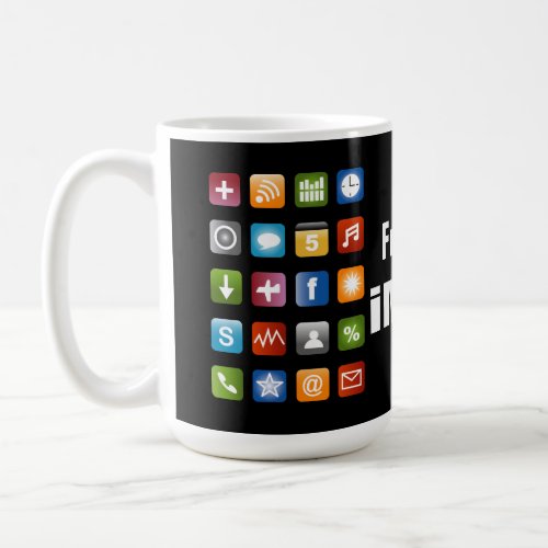 Personlized jumbo size coffee mug with app icons
