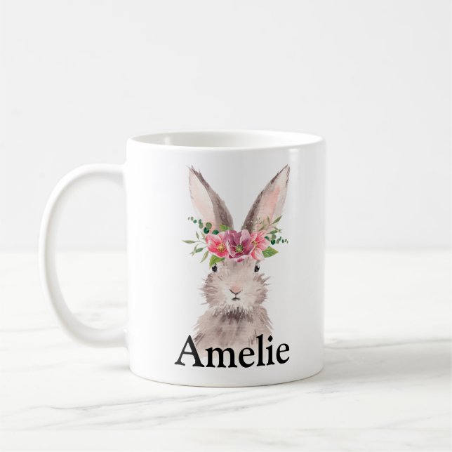  Personlized Name Cute Easter Bunny  Coffee Mug (Left)