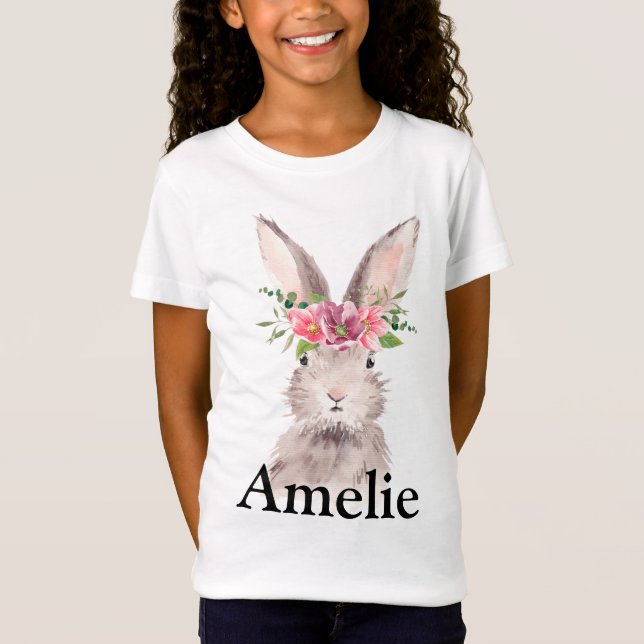  Personlized Name Cute Easter Bunny  T-Shirt (Front)