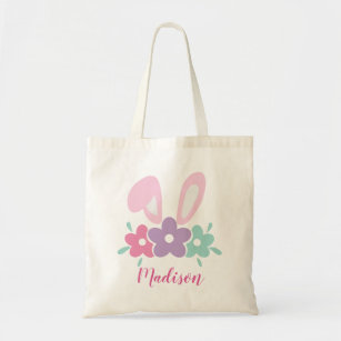 Personlized Name Easter Bunny Ears Tote Bag
