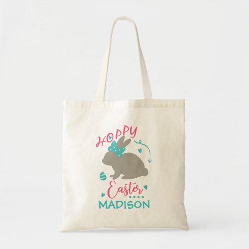 Personlized Name Easter Bunny Hoppy Easter Tote Bag