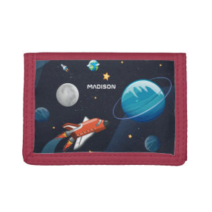 Personlized Outer Space Shuttle Galaxy Tri-fold Wallet