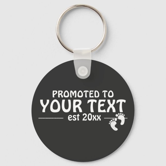 Personlized Promoted to daddy mommy grandpa family Keychain (Front)