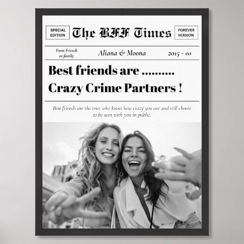Personlized The BestFriend Times Newspapers Unique Framed Art